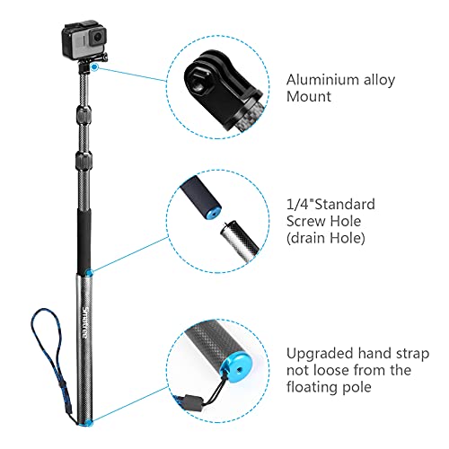 Smatree Carbon Fiber Detachable Extendable Floating Pole Selfie Stick Compatible for GoPro Hero 13/12/11/10/9/8/7/6/5/4/3 ...