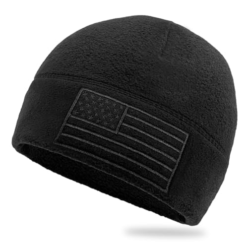 Asikkon American Fleece Watch Cap, American Flag Tactical Beanie for Boys Men's Warm Winter Hat Beanie