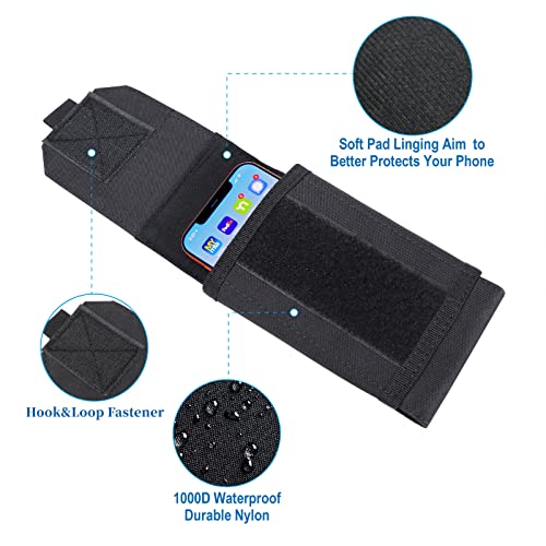 Heyqie Black Tactical Molle Cellphone Pouch Case,Heavy Duty Waterproof Phone Holster Bag for iPhone 14 15 16 Pro Max for S...