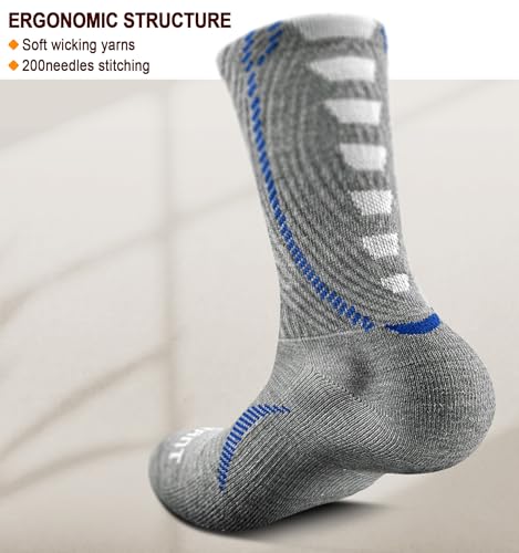 Men Socks,Athletic Compression Crew Socks Cushioned for Men Running Sports Hiking Fishing Arch Support