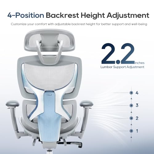 COLAMY Ergonomic Mesh Office Chair, High Back Desk Chair with Footrest, Adjustable Headrest and 3D Arms, Fixed Tilt Lock, ...