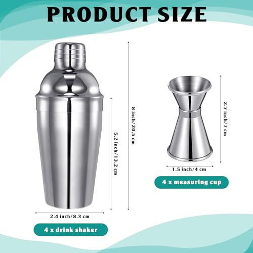 Umigy Cocktail Shaker Set Martini Shaker Bulk Stainless Steel Martini Mixer with Strainer and Double Measuring Jigger for ...