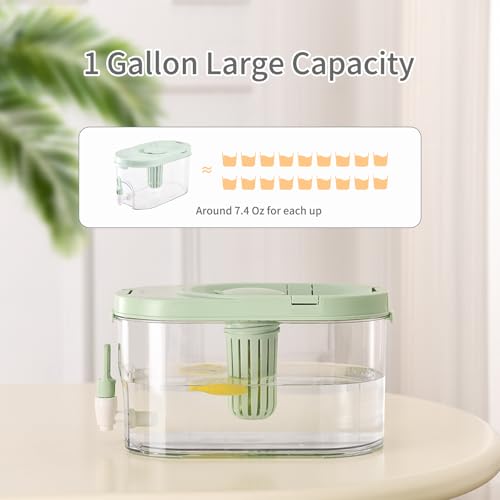 Fridge Drink Dispenser, Cold Water Pitcher Beverage Container with Spigot, Lemonade Stand Tea Juice Jug with Fruit Infuser...