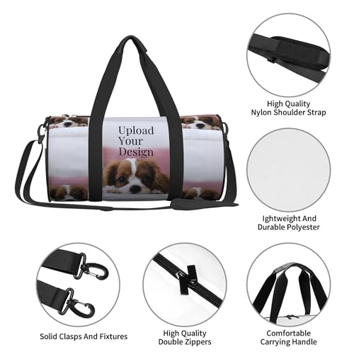 Personalized Duffle Bag Custom Gym Travel Sports Bag for Women Men, Customized Photo Text Logo Family Name Waterproof Week...