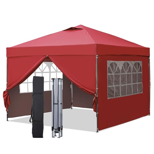 GDY 10x10 Easy Set Up Camping Canopy, Pop Up Tent with 4 Piece Sidewalls, Easy Up Canopy for Events, Parties, Gatherings, ...
