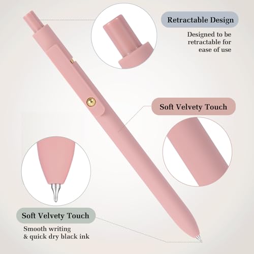 FIOVER Gel Pens, 6pcs 0.7mm Fine Point Black Ink, Smooth Writing Pens for Journaling, Nurse Aesthetic Cute Office School S...