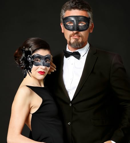 MYSEUNI 2025 New Masquerade Mask for Men, Venetian Mens Masquerade Mask for Halloween Party Mardi Gras Mascarade Ball
