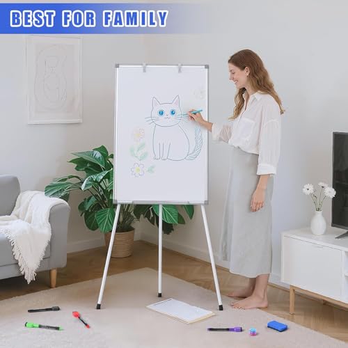 Magnetic Dry Erase Board with Stand 36x24in Whiteboard Easel with Height Adjustable Tripod, 3' x 2' Flipchart Easel Stand ...