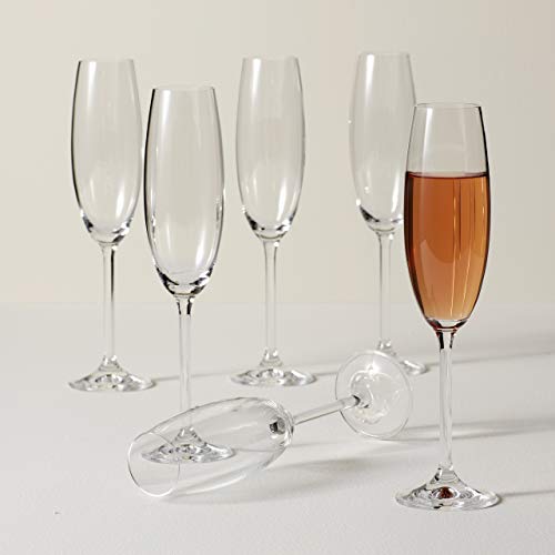 Lenox Champagne Flutes, Tuscany Classics 8 Oz Champagne Glasses Set of 6, 1.5 x 10-inch, Clear European Glass, Stemware, D...