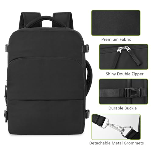 Snoffic Travel Backpack for Women Men,Travel Laptop Backpack w/USB Charging Port, Waterproof Travel Backpack Carry On Flig...
