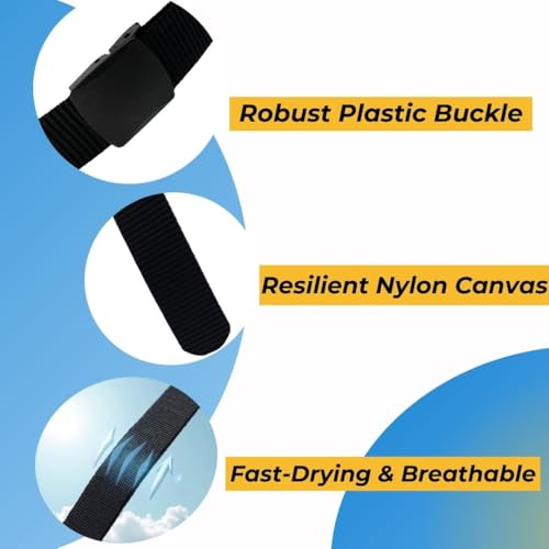 Nylon Belts for Men Military Tactical Slide Plastic Buckle Belt Adjustable No Holes Canvas Web Belt Outdoor