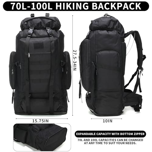 W WINTMING Hiking Backpack for Men 70L/100L Camping Backpack Military Rucksack Molle 3 Days Assault Pack for Climbing | Ca...