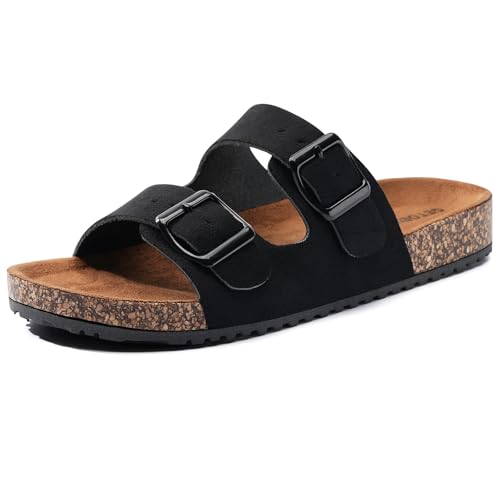 GETOEU Women Cork Sandals Adjustable Buckle Strap Cork Footbed Sandal Arch Support Casual Slip‑On Outdoor Slide Sandals