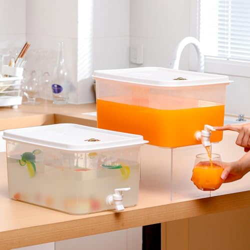 Domensi 2 Pack 3.5 Gallon Drink Dispenser for Fridge with Spigot Water Dispenser Leak Proof Lids Filter Screen Beverage Ju...