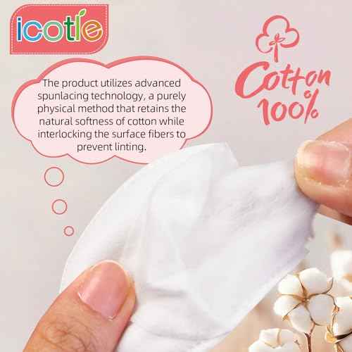 Oval Cotton Pads (100 Count) Ultra-Soft Cotton Ovals 100% Cotton Spunlace Purely Physical Technology, Large Makeup Remover Pads Facial Cotton Pads for Makeup Removal, Cleansing, Toner Application