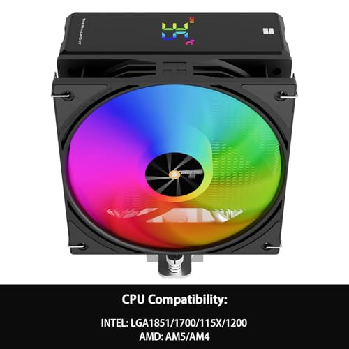 Thermalright Assassin X 120R Digital ARGB Black CPU Cooler, Digital Screen Top Cover, TL-P12-S PWM Quiet Fan CPU Air Coole...