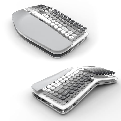 Ergonomic Wireless Keyboard and Mouse Set Creamy Wireless Keyboard Silent Mice Set with Wrist Rest for Computer, Laptop, P...
