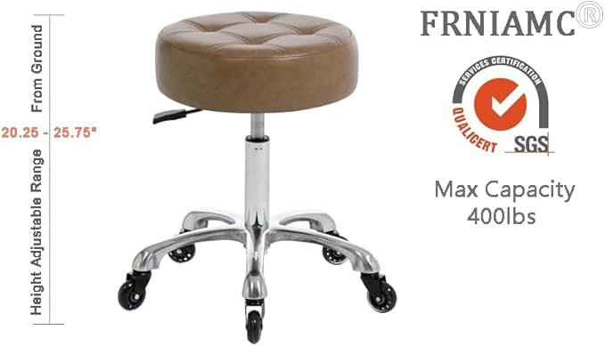 Professional Rolling Salon Stool – Wide Round Seat, Height-Adjustable Heavy-Duty Chair with Wheels for Salon, Spa, Tattoo & Home Office