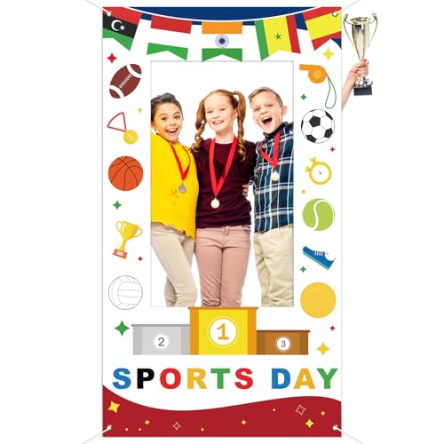 Sports Birthday Party Decorations Photo Booth Props All Star Party Banner Basketball Football Baseball Soccer Backdrop Int...