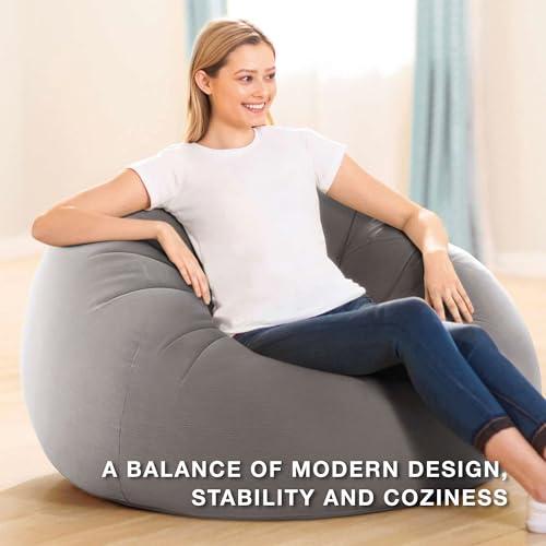 Intex 68579EP Beanless Bag Inflatable Lounge Chair: Corduroy Textured Flocking – Durable Vinyl – Folds Compactly – 220lb W...
