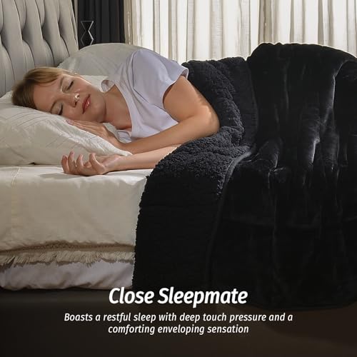 Wemore Sherpa Fleece Weighted Blanket for Adult 15 lbs Dual Sided Cozy Fluffy Heavy Blanket,Ultra Fuzzy Throw Blanket with...