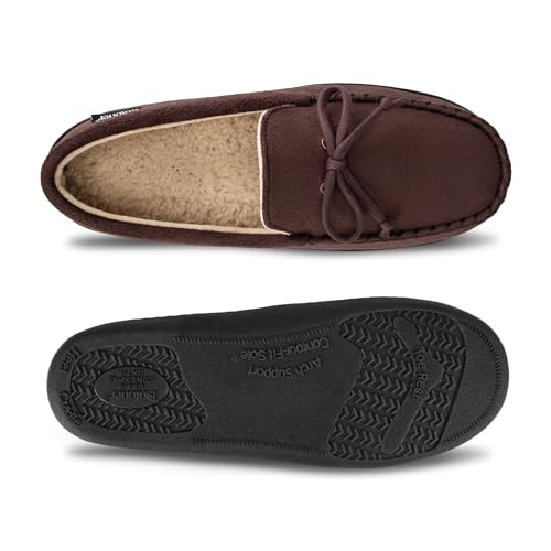 isotoner Men's Slip-on Indoor/Outdoor Microsuede Memory Foam Comfort Moccasin Slippers