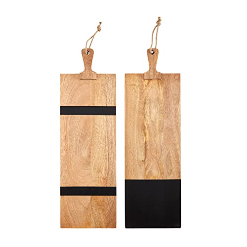 Mud Pie Long Black Wooden Serving Board, Block, 26" x 8"