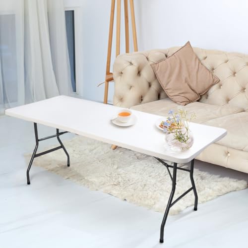 Goaste 6 Foot Folding Table, Portable Plastic Dining Table, Fold-in-Half Heavy Duty Table Indoor Outdoor for Camping, Picn...