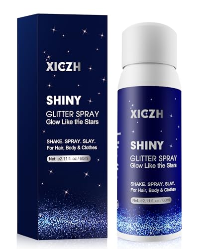 XICZH Body Glitter Spray, Glitter Spray for Hair Clothes and Body, Holographic Silver Glitter Hairspray for Grils – Festiv...