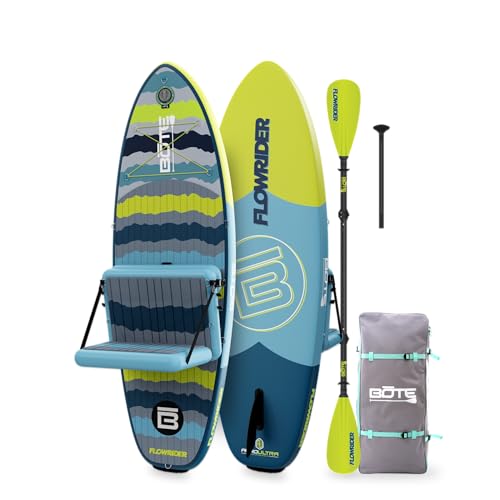 BOTE 8' FT Flow Rider Aero Inflatable Stand Up Paddle Board Hybrid Kayak Kit Includes Adjustable Aero SUP seat Adaptable K...