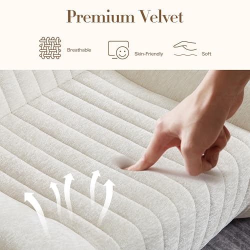 KEIKI Bean Bag Chair with Armrests & Side Pockets, Oversized Comfy Lounge Sofa, High-Resilience Foam, Ergonomic Design, Plush Accent Chair for Living Room & Bedroom, White