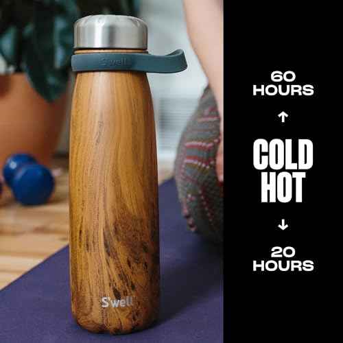 S'well Stainless Steel Traveler With Handle, 40oz, Teakwood, Triple Layered Vacuum Insulated Containers Keeps Drinks Cold for 60 Hours and Hot for 20, BPA Free, Easy Carrying On the Go