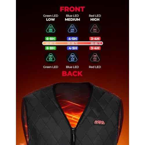KEMIMOTO Mens Heated Vest, Heated Quilted Jackets for Men, V-Neck Zipper Vest(Batteries Not Included)