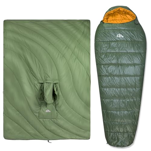 iClimb 1 Hooded 3M Thinsulate Insulation Warm Blanket and 1 3M Thinsulate Insulation Sleeping Bag, Ultralight Compact for ...