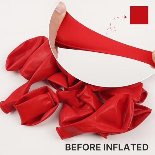 PartyWoo Red Balloons 100 pcs 10 Inch Matte Red Latex Helium Balloons for Graduation Wedding Independence Day Valentine's ...