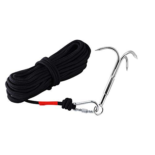 MHDMAG Grappling Hook with 3-Claw Stainless Steel,3 Claw Climbing Carabiner Hook for Retrieving,Outdoor Hiking,Tree Limb R...