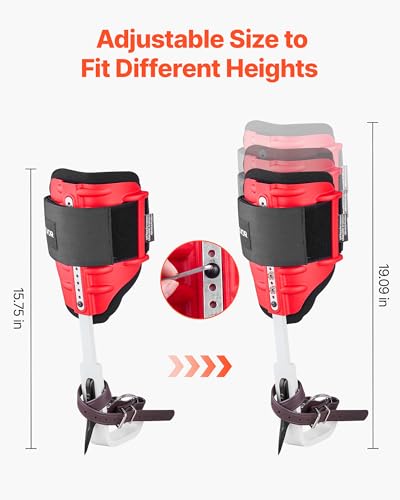 VEVOR Tree Climbing Spikes Set, 1 Pair Height-Adjustable Climbing Spurs with Security Harness and Utility Rope, 350lbs Loa...