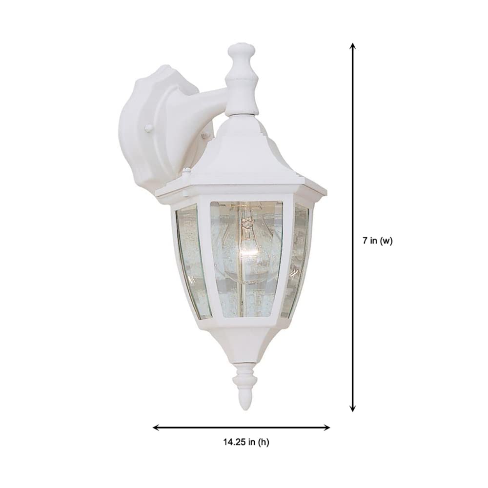 DESIGNERS FOUNTAIN Waterbury Outdoor Light Fixture, 14.25 Inch Exterior Wall Lantern Sconce for Front Door, Patio and Porch, White, 2461-WH