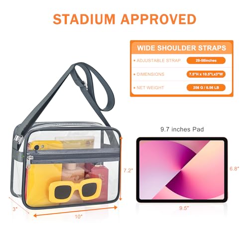 MAY TREE Clear Bag for Stadium Events Clear Messenger Bag Suitable for Concert Outfits and Sports Events