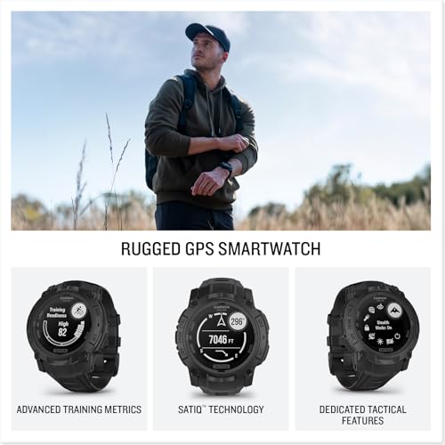 Garmin Instinct® 3 Tactical Edition, 50mm, Solar Charged Display, Rugged Outdoor GPS Smartwatch