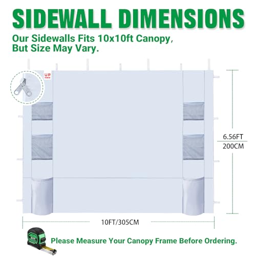 Acepic Instant Canopy Sidewalls 10x10 FT for Pop Up Canopy, Waterproof and UV Protection, 300D Polyester Canopy Walls with...