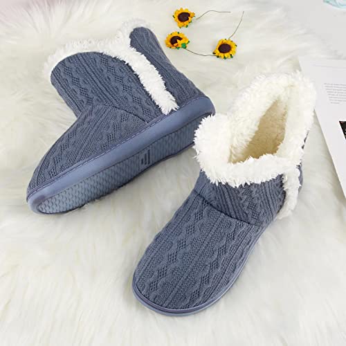 NineCiFun Women's Fuzzy Winter Bootie Slippers Knitted Ankle Boots Slippers Warm House Shoes Outdoor Indoor with Plush Fur...
