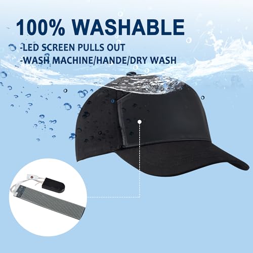 LIOVODE LED Hats,LED Caps Display Message Bluetooth Editable Cool Hat for Party Black