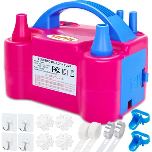 YEPVIE Electric Balloon Pump, Portable 2 Modes Balloon Blower Machine with 14 Balloon Arch Kits, Air Pump for Balloon, Bal...