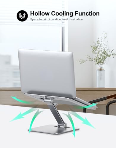 RIWUCT Foldable Laptop Stand, Height Adjustable Ergonomic Computer Stand for Desk, Aluminum Portable Laptop Lecterns Riser...