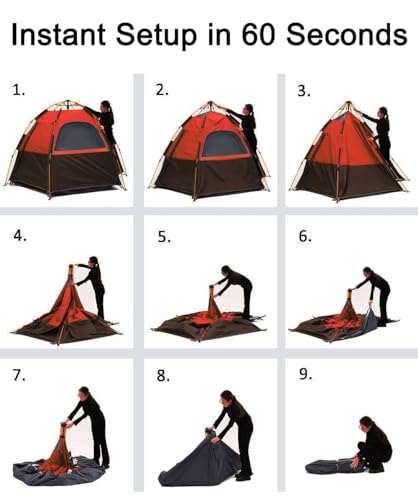 Toogh Camping Tent with Instant Setup, 2/3 Person Weatherproof Tent Easy Quick Set Up in 60 Seconds with Rainfly Backpack ...