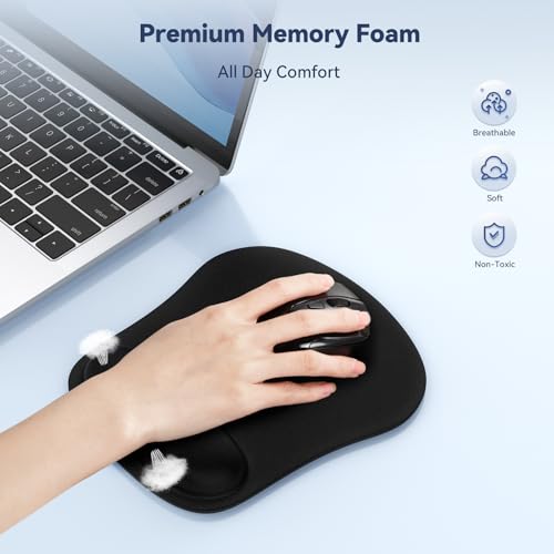 TECKNET Mouse Pad with Wrist Support, Ergonomic Gaming Mouse Pad Pain Relief, Portable Comfortable Mousepad for Computer, ...