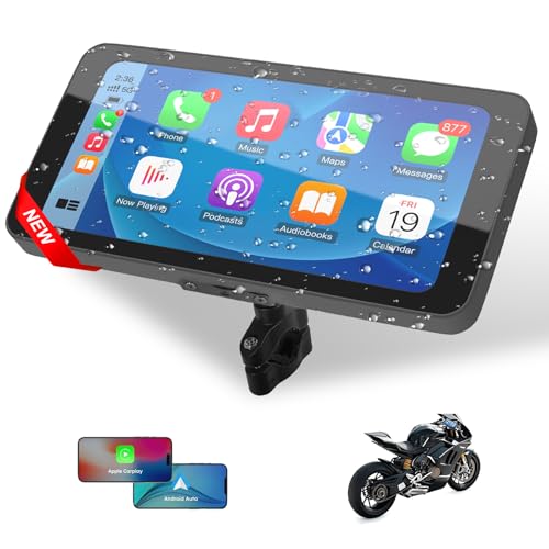 MITNOTY Motorcycle CarPlay & Android Auto, 6.5 Inch Wireless Carplay Screen with GPS Navigation, IP67 Waterproof Touchscre...