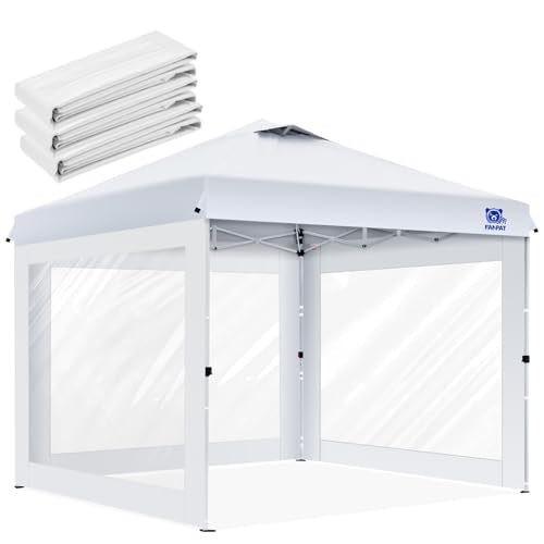 FANPAT 3Pcs Clear Canopy Sidewalls for 10x10 Pop Up Tent, Transparent Window Curtain Cloth, 8 Mil PVC Enclosure Fabric wit...