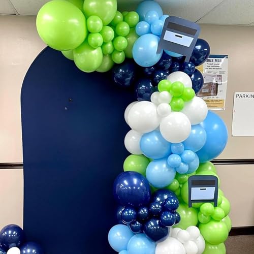 60Pcs Blue and Green Balloons, 12 Inch Navy Blue Fruit Green Confetti Balloons Teal Blue White Latex Balloon for Kids Birt...